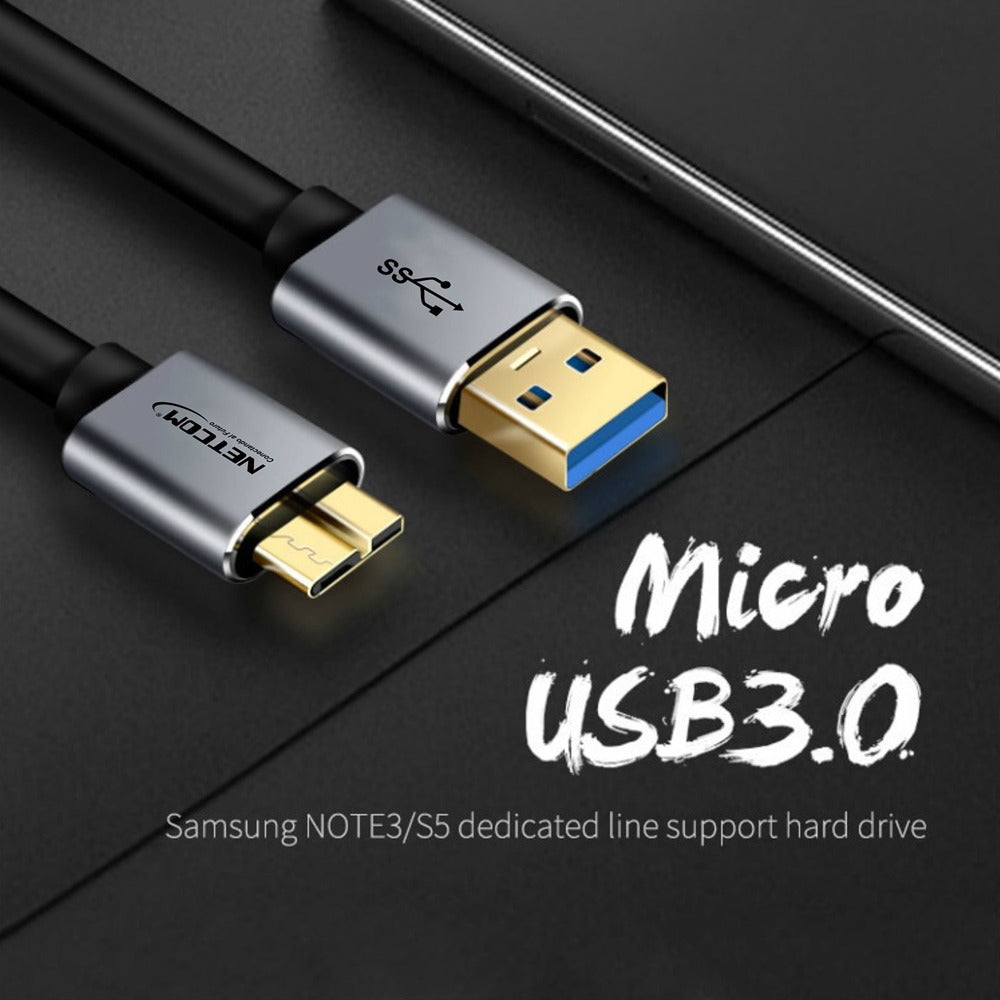 Cable USB 3.0 a Micro B NETCOM 30cm para Disco Duro Externo S2035