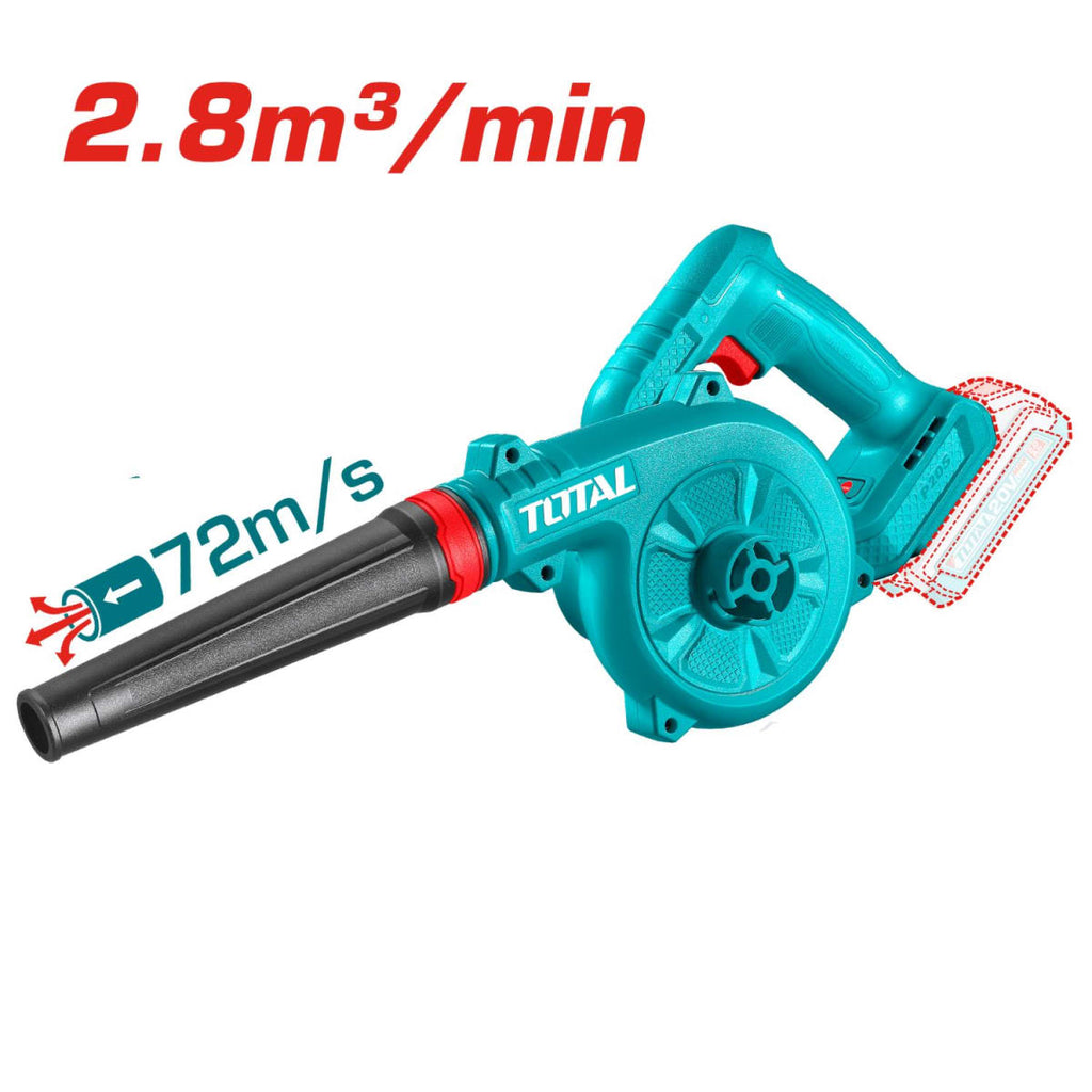 Sopladora Inalámbrica 20V TOTAL Motor Brushless 72 m/s con 2 Baterías 2.0Ah y Cargador Plataforma P20S S2312