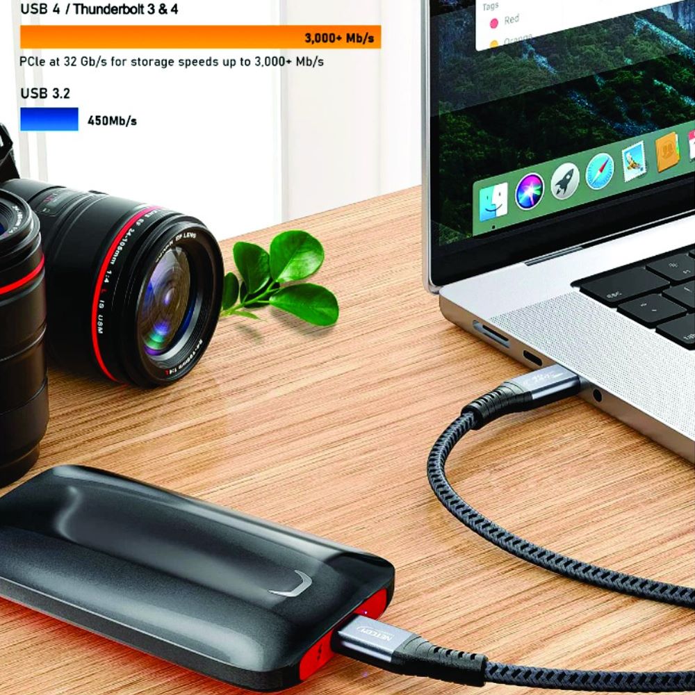 Cable USB-C Thunderbolt 4 NETCOM 60Hz 40Gbps 8K PD 240W 1 Metro S1262