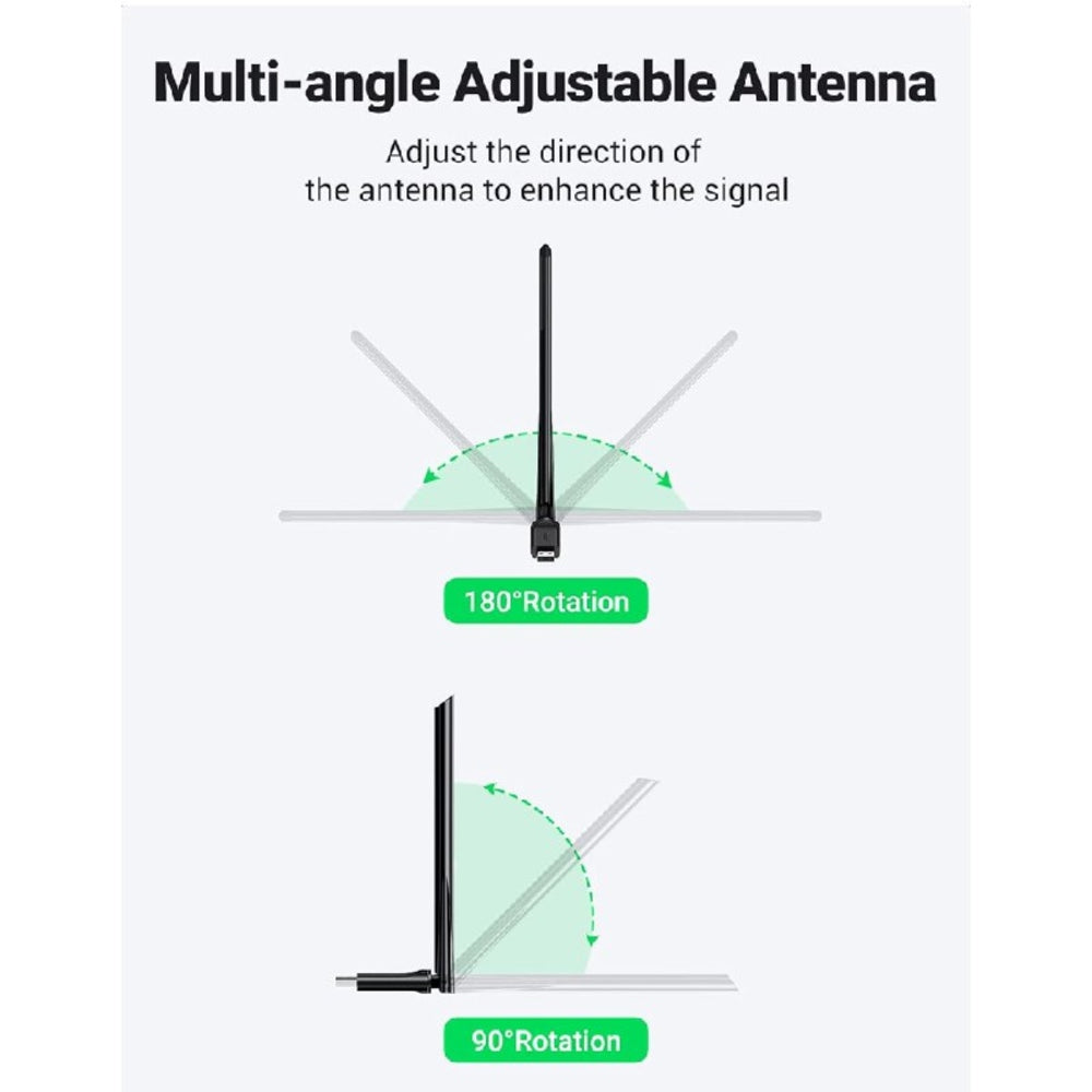 Adaptador Antena USB WIFI Inalámbrico UGREEN AC650 Doble Banda 6dBi S1639