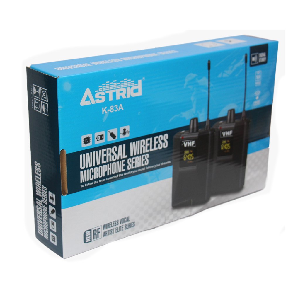 Kit Doble Micrófono wincha UHF inalámbrico 6.5mm 3.5mm ASTRID K83A S1438