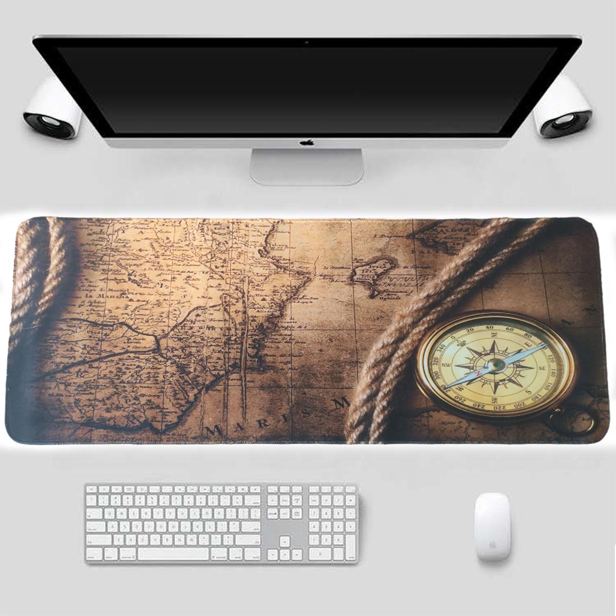 Mouse Pad Base de Escritorio Extra Large 80x30cm | Mapa y Brújula S0933