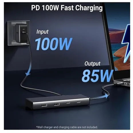 Adaptador Hub USB-C Ugreen Revodok 8 en 1 Triple Pantalla 4K 2x HDMI DisplayPort 10Gbps PD 100W CM639 S2205