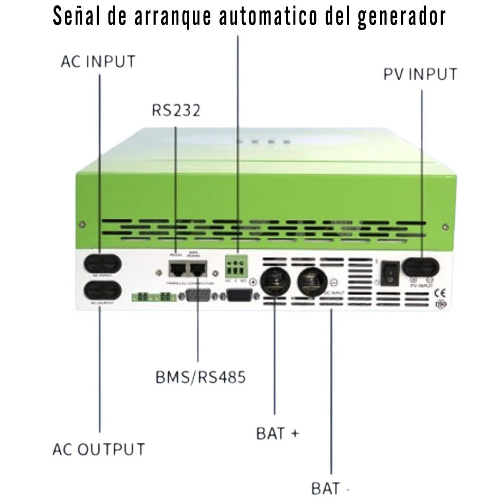 Inversor de Corriente Hibrido Onda Pura 48v 5.500w 100A Mppt S1881