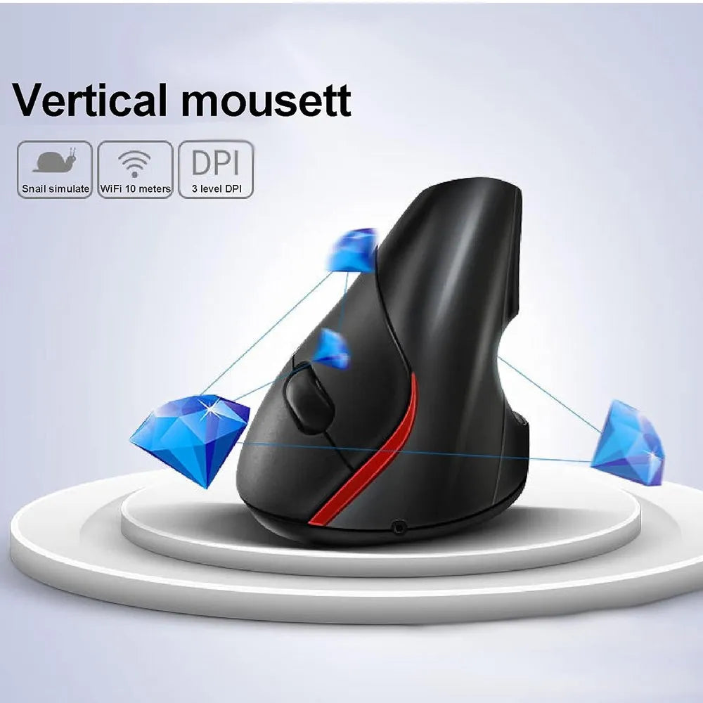 Mouse Vertical Inalambrico Ergonómico Usb Recargable Negro S1568