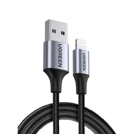 Cable USB-A a Lightning Ugreen Trenzado Carcasa de Aluminio 1 Metro Negro S2201