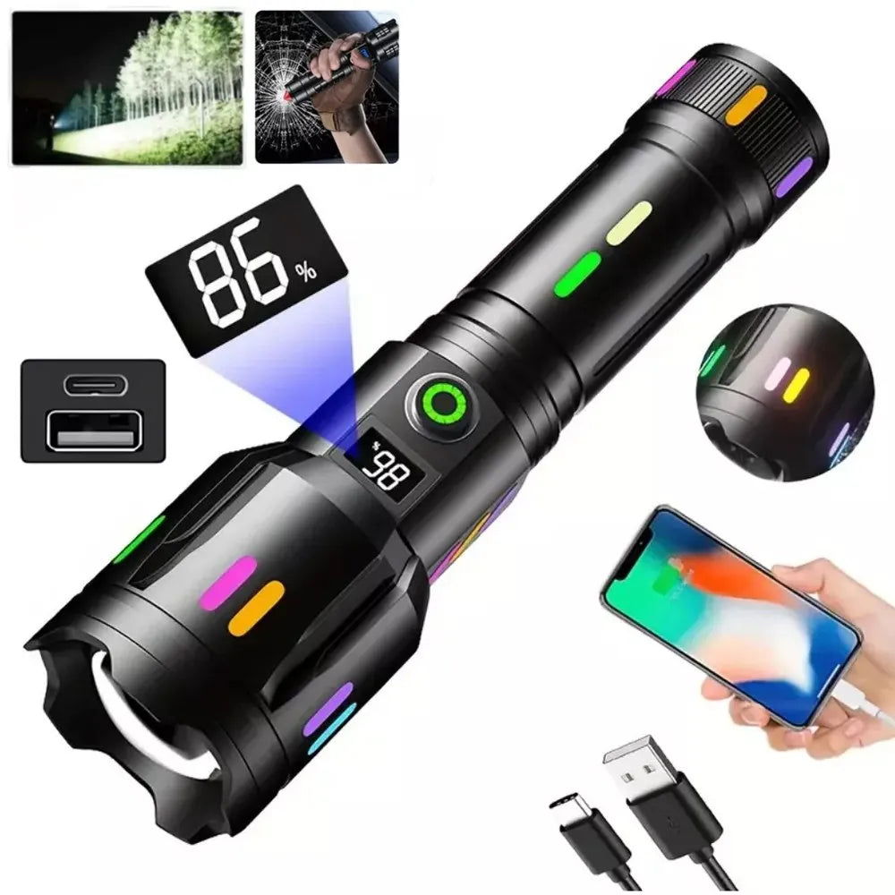 Linterna Potente Táctica Recargable C Martillo Emergencia Zoom 2000m S1780