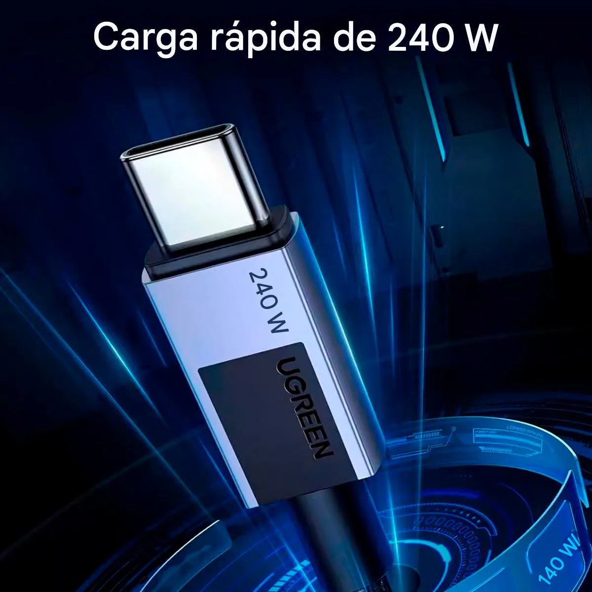Cable USB-C a USB-C Ugreen Carga Rápida 240W PD 3.1 Trenzado de 2 Metros S2194