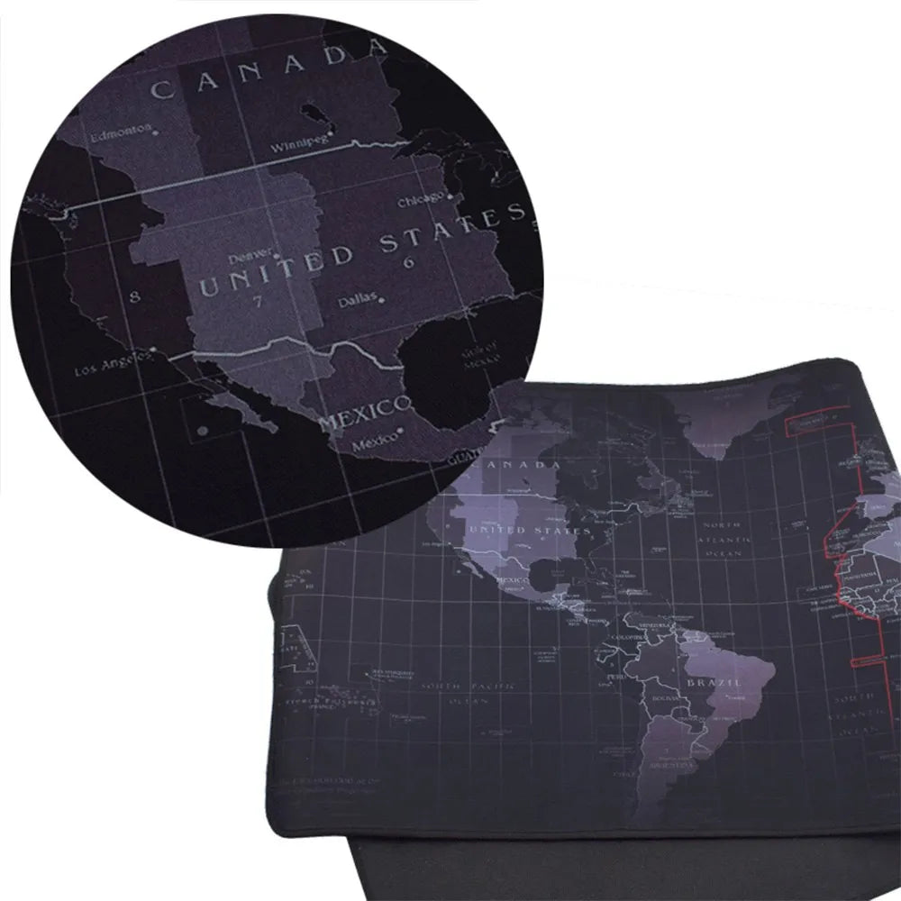 Mouse Pad Escritorio XXL 90x40cm | Diseño Mapa Mundi Negro S1910