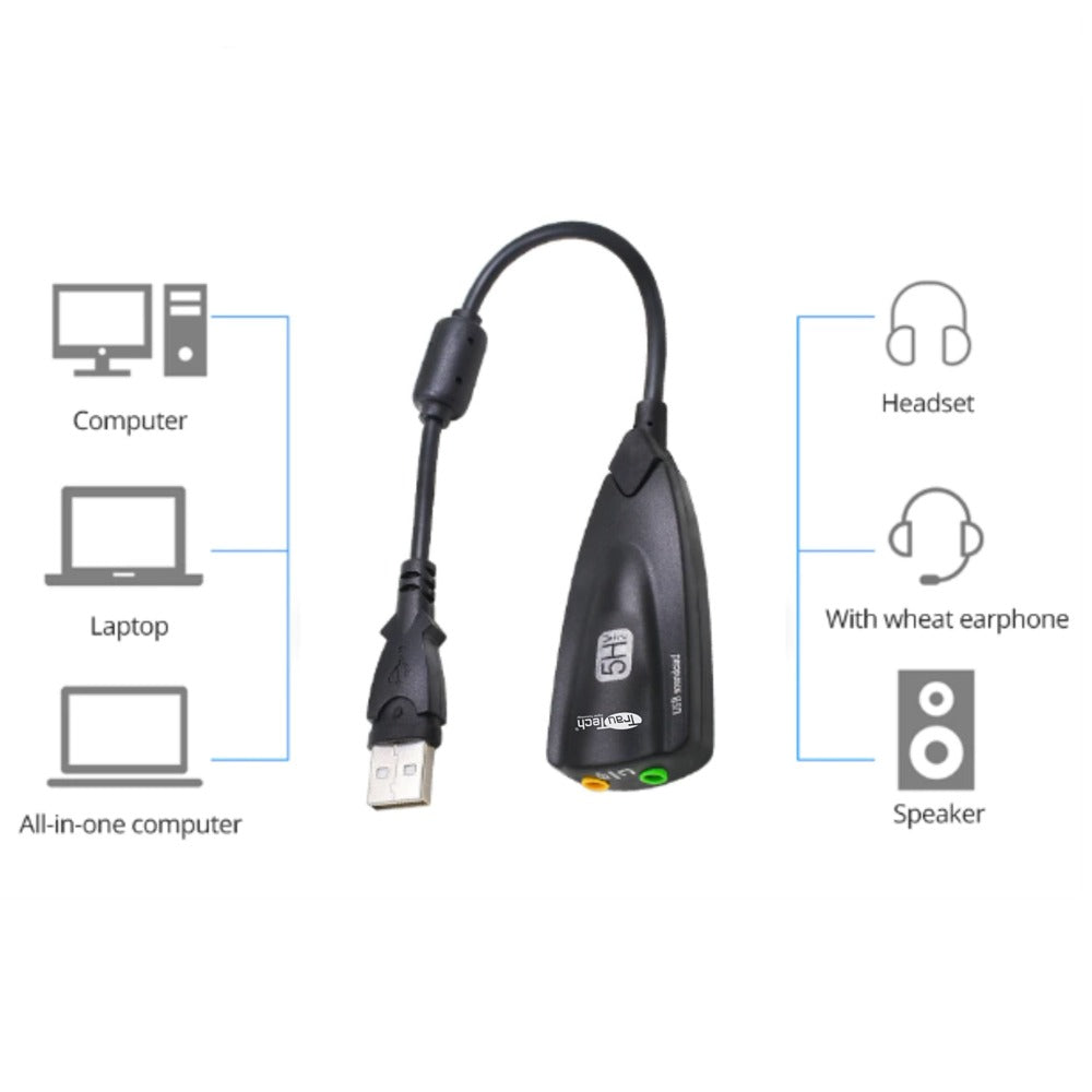Tarjeta de Sonido Externa Usb 7.1 USB a Audio y Microfono Trautech S1162