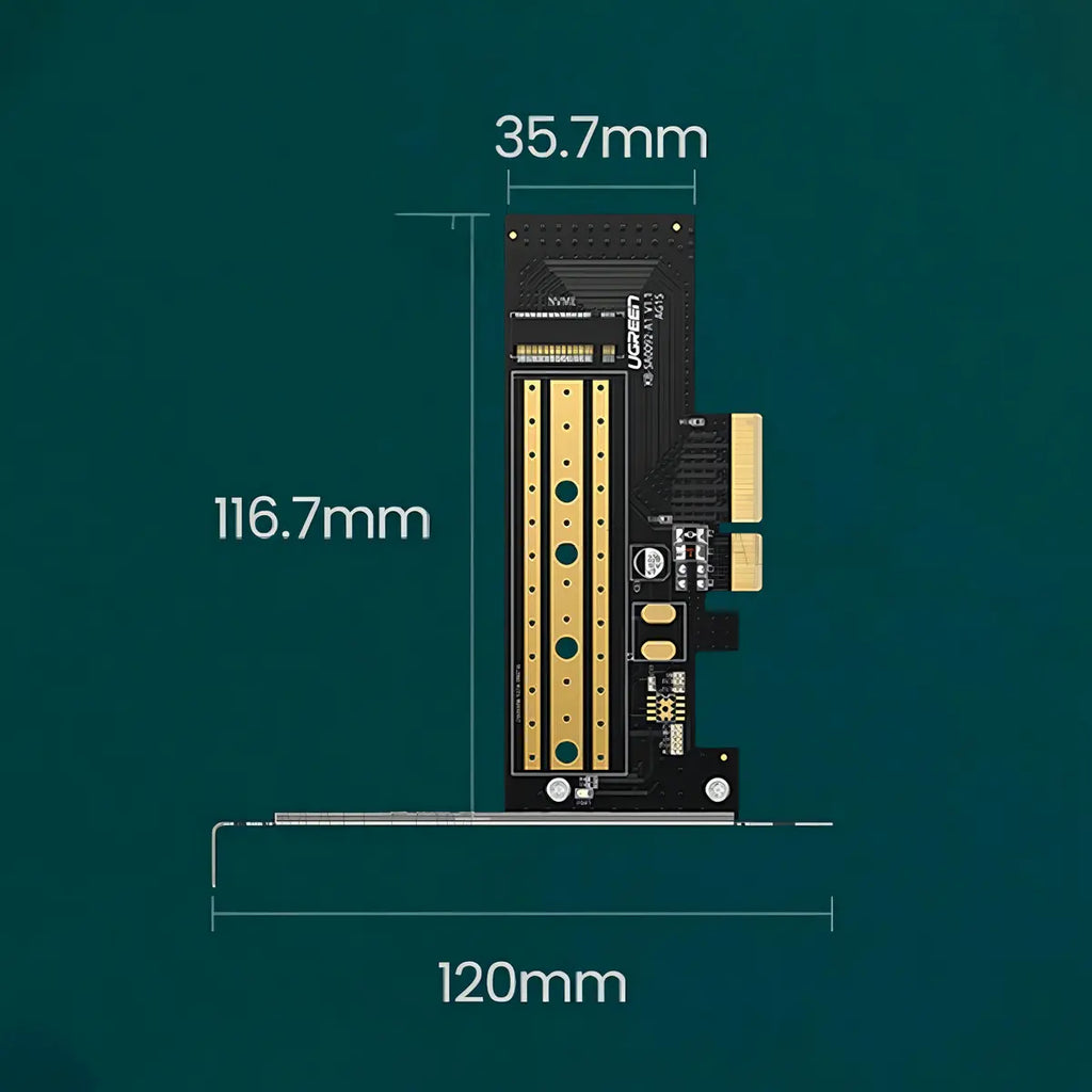 Adaptador Tarjeta PCIe 3.0 x4 a M.2 NVMe SSD UGREEN (32 Gbps) s2104