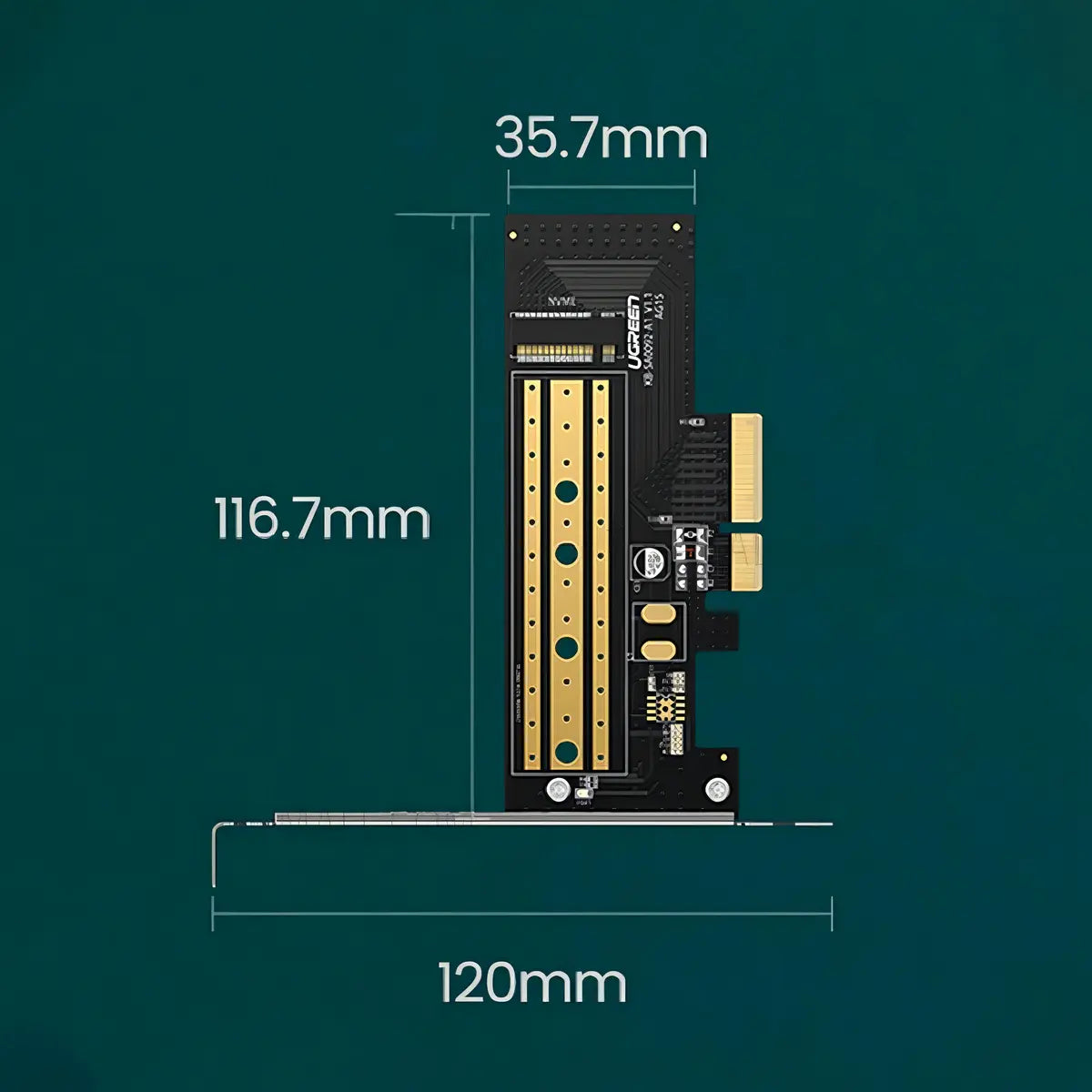 Adaptador Tarjeta PCIe 3.0 x4 a M.2 NVMe SSD UGREEN (32 Gbps) s2104