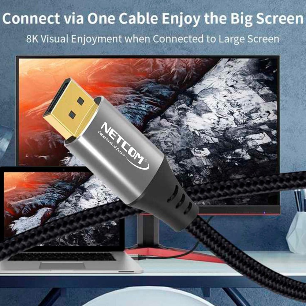 Cable Mini Displayport a Displayport 1.8 Metros NETCOM 1.4 8K 144Hz S1144