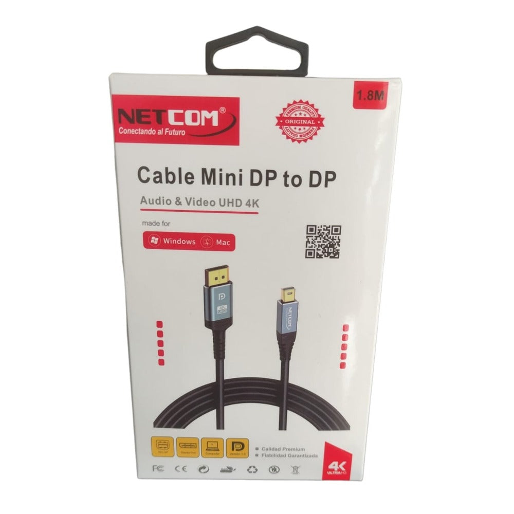 Cable Mini Displayport a Displayport Netcom Pvc Macho 1.8 Metros 4k S1124
