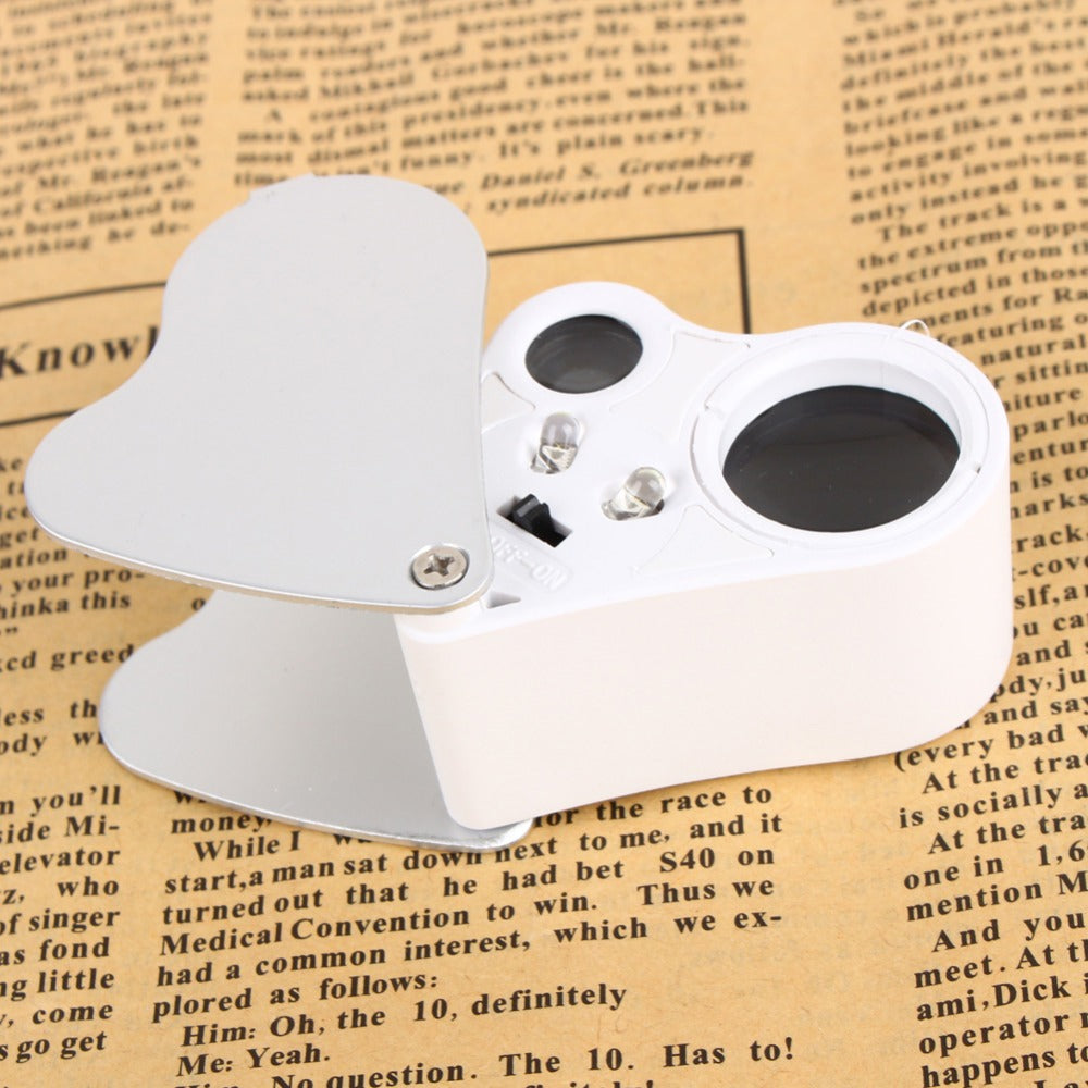 Lupa Metálica 30x 22mm 60x12mmCon Luz Led Geólogo Joyero Luz Uv S0174