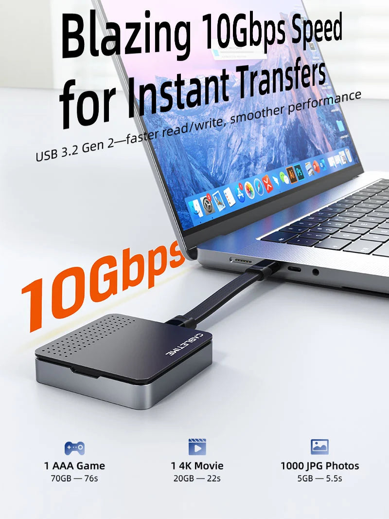 Case Enclosure M.2 NVMe 2230 USB-C CABLETIME Magnético 10Gbps Aluminio MagSafe iPhone MacBook s2271