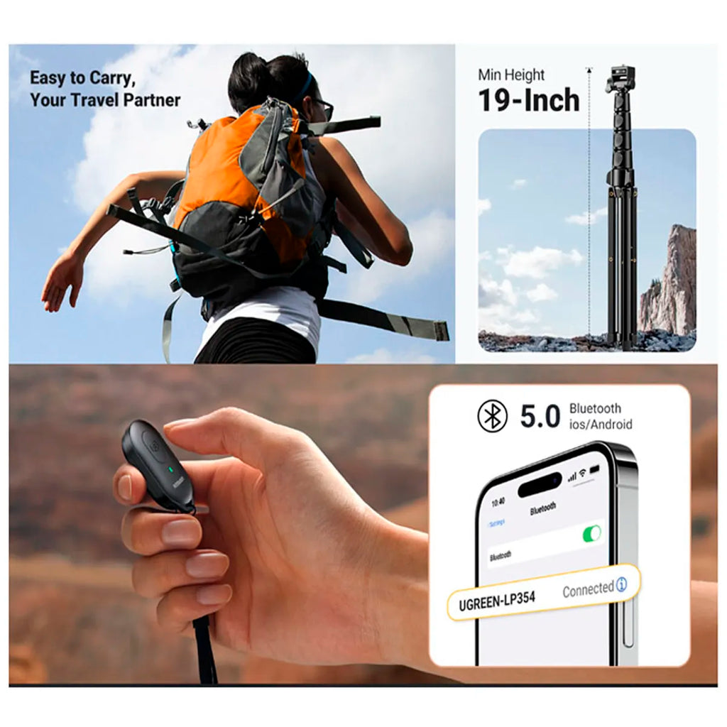 Trípode Selfie Stick Bluetooth Ugreen 1.7 Metros con Control Remoto S2203