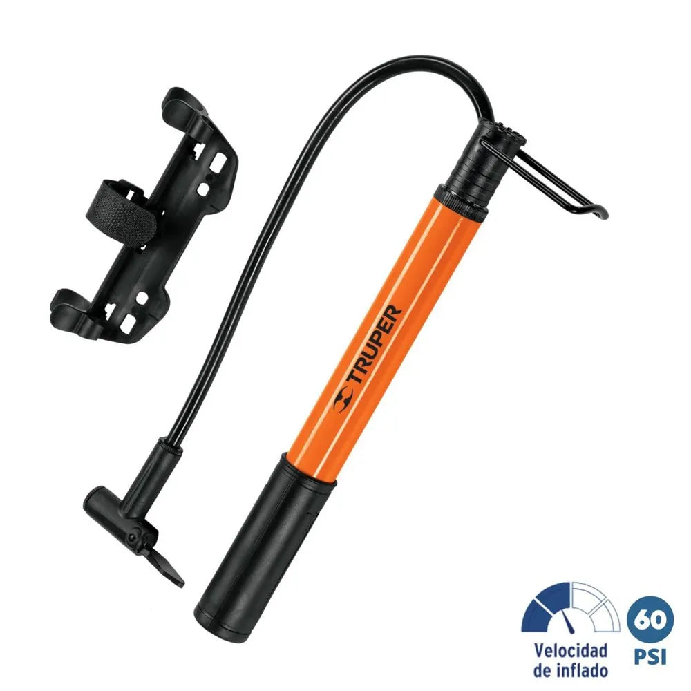 Mini Inflador Bomba de Aire 60 PSI Manual TRUPER | Para Bicicleta y Motocicleta S1458