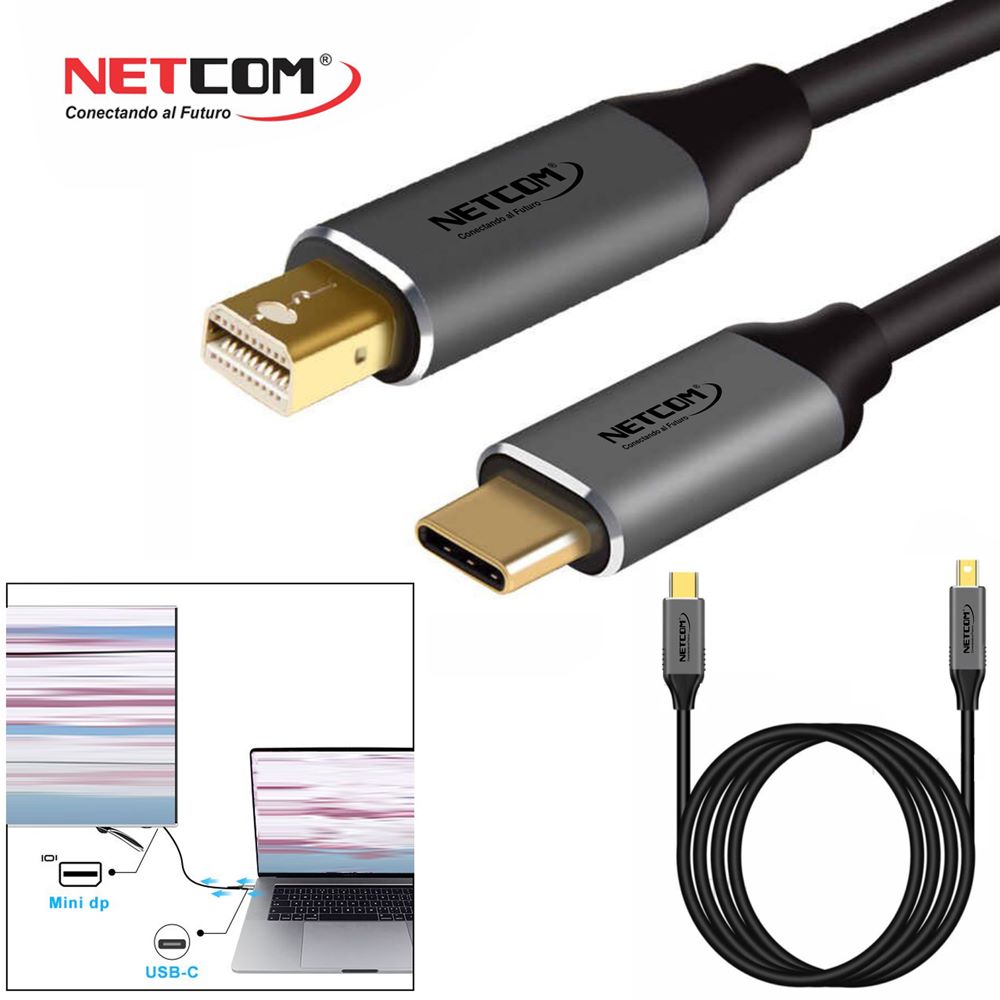 Cable Adaptador USB-C a Mini DP DisplayPort de 1.80 Metros NETCOM S1323