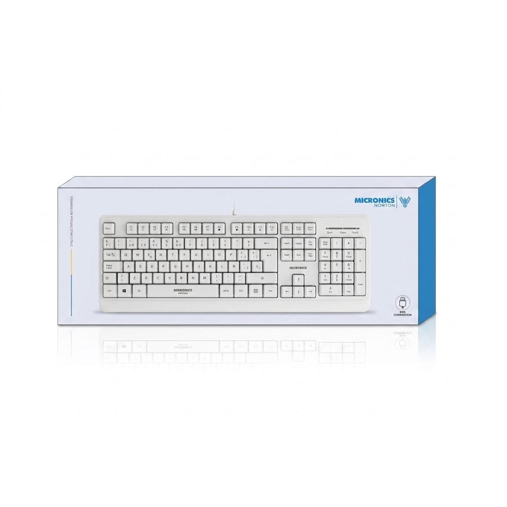 Teclado Multimedia USB Micronics Norton Blanco 105 Teclas Teclado Numérico UV MIC K608W s2239