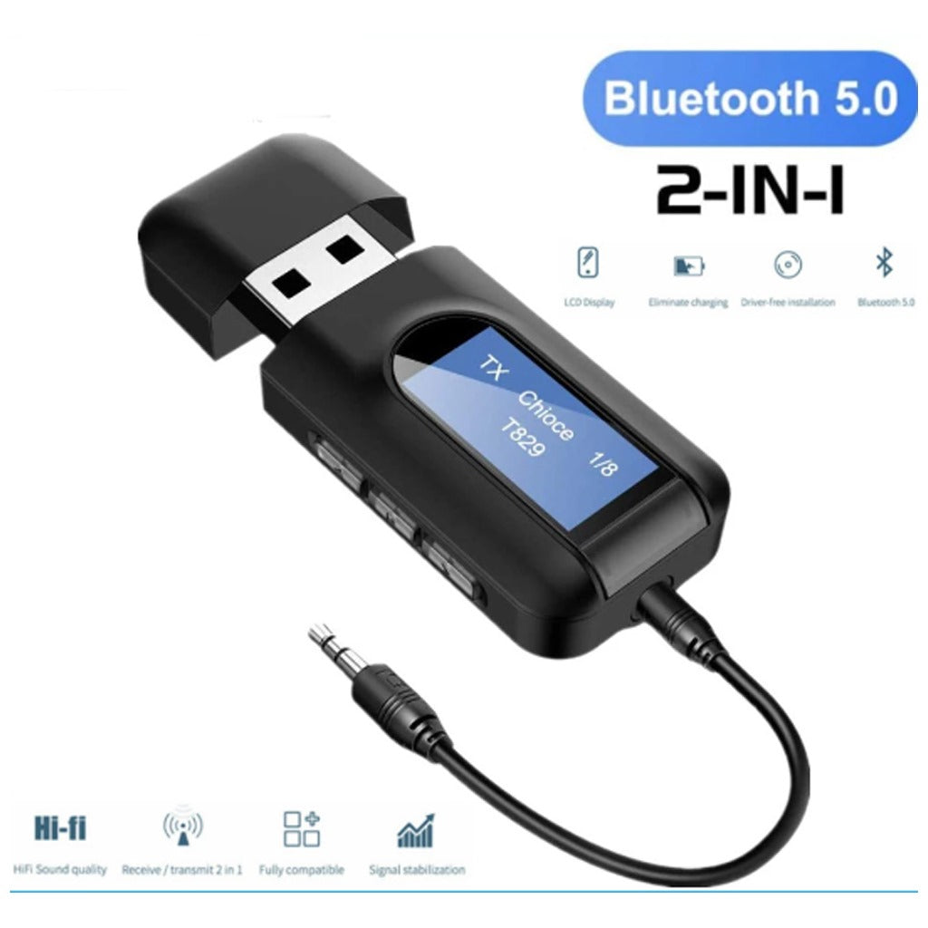 Adaptador Bluetooth 5.0 Emisor Receptor Smart Tv Pc 2 en 1 pantalla LCD S0993