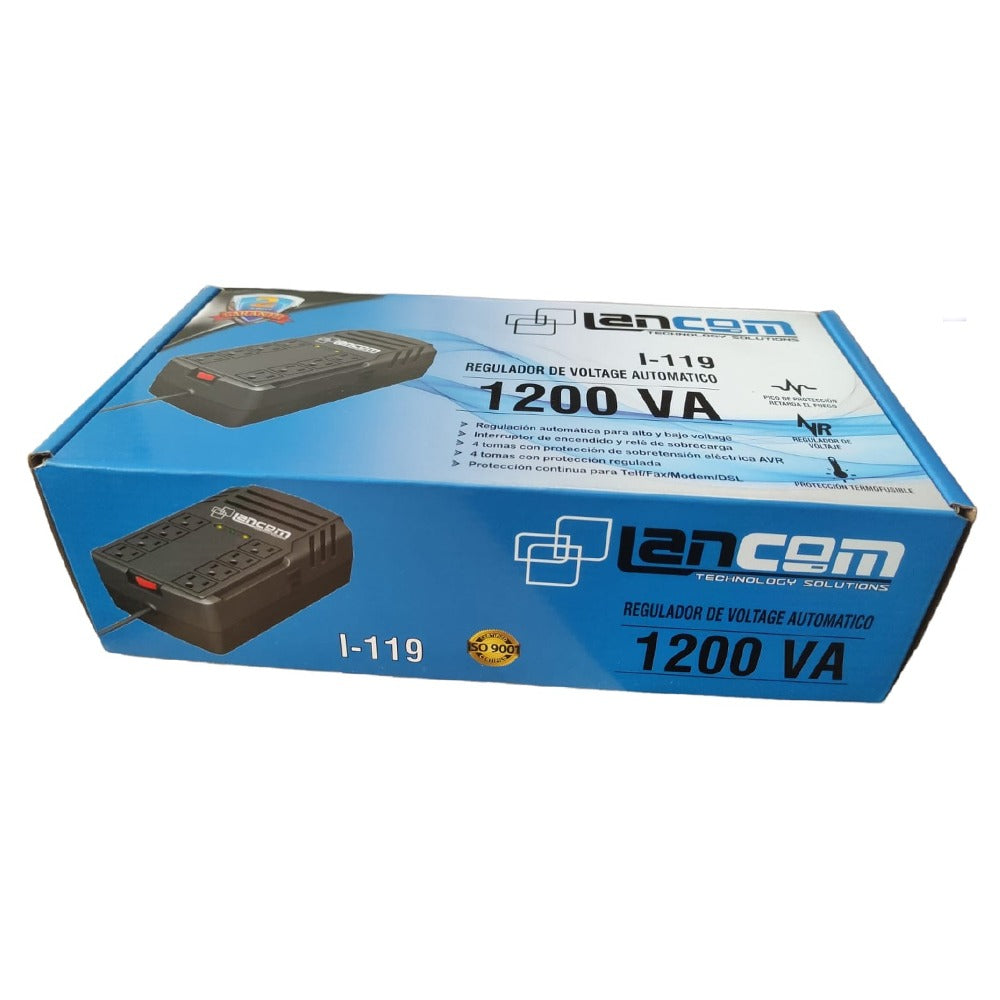 Regulador de Voltaje automatico Lancom I-119 8 Tomas 1200VA 500w S1061