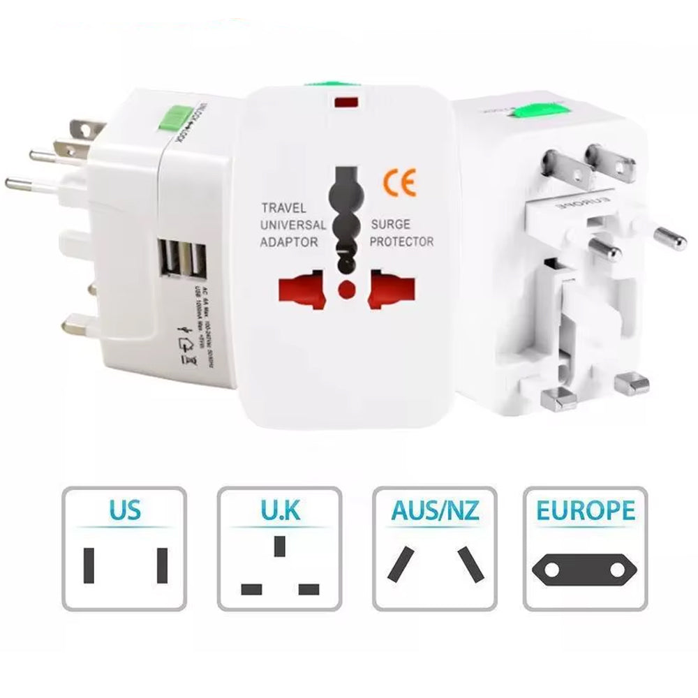 Adaptador Internacional Enchufe Universal Viajero 110v 220v + 2 USB S2010