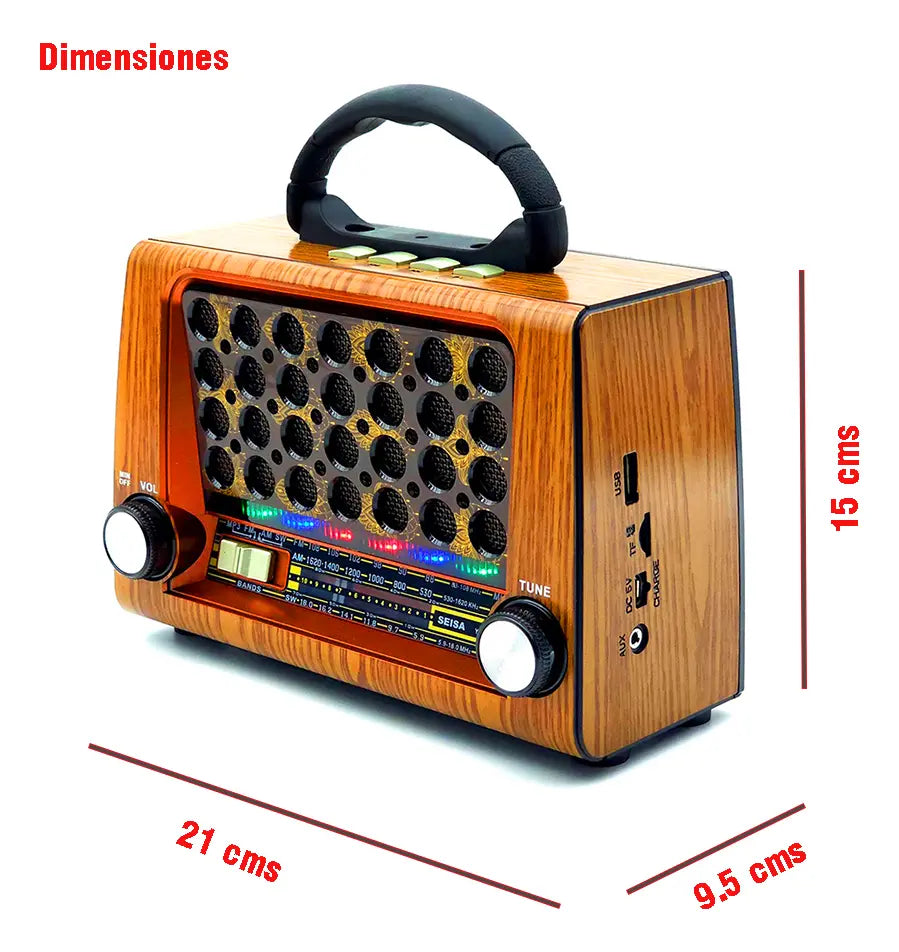 Radio Portátil Retro Vintage SEISA YX-303UBT AM/FM/SW con Bluetooth y USB S2153