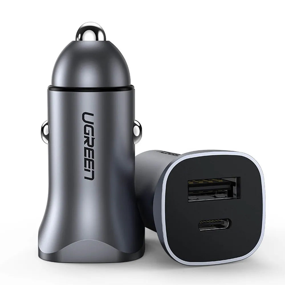 Mini Cargador de Auto UGREEN 30W Carga Rápida (USB-C y USB-A) s2083