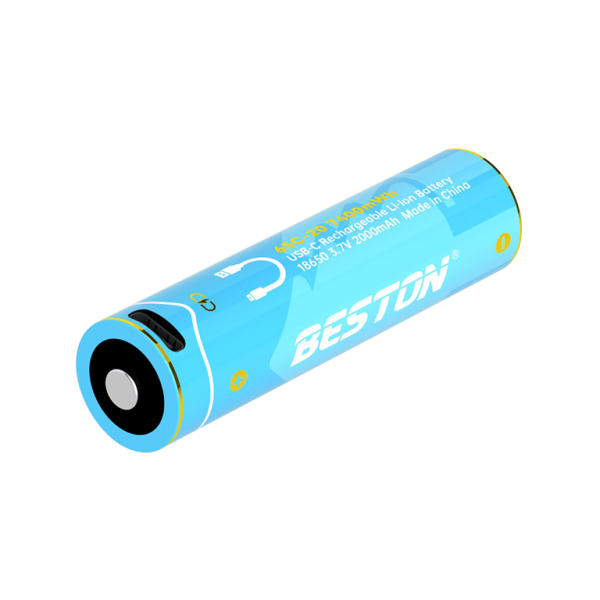 Pack 2 Pilas Recargables 18650 Litio BESTON 3.7V 2000mAh 7400mWh Carga Directa USB-C s2252