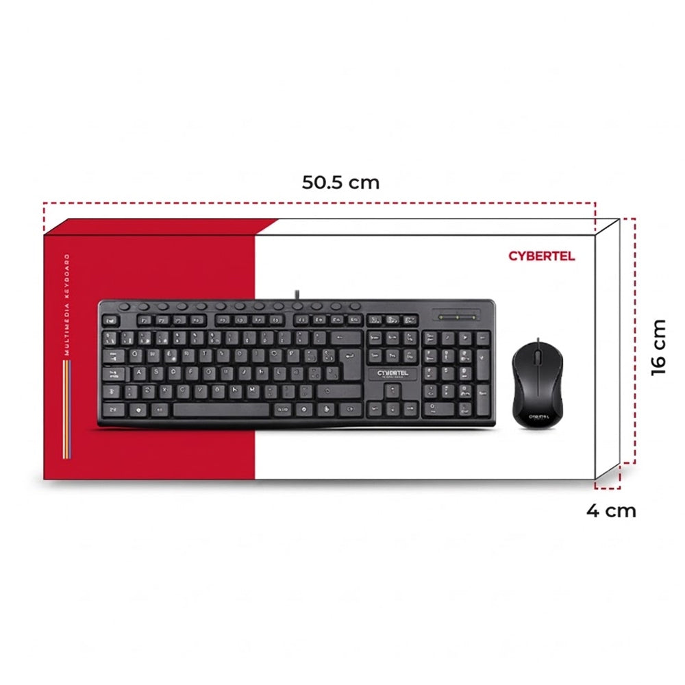 Kit Multimedia Teclado y Mouse USB Cybertel Hamilton 13 Botones Dedicados UV Waterproof 1000DPI CYB T109 s2242