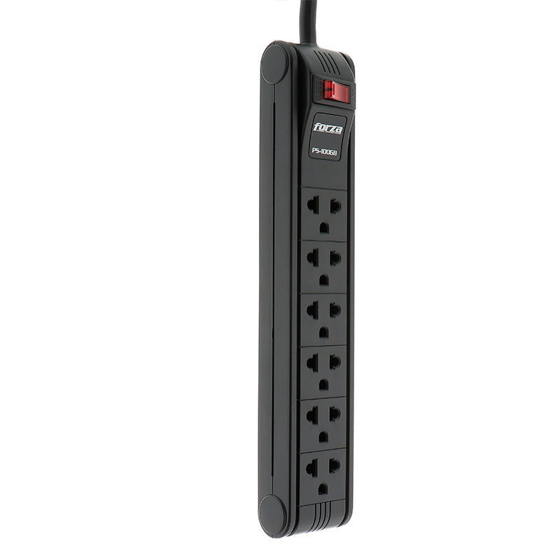 Extensión de 6 Tomas Universales FORZA PS-1006B Cable de 3 Metros Regleta S2065