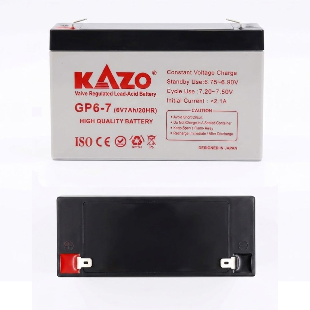 Batería Recargable KAZO 6V 7Ah de Plomo-Ácido Sellada (VRLA) S2098