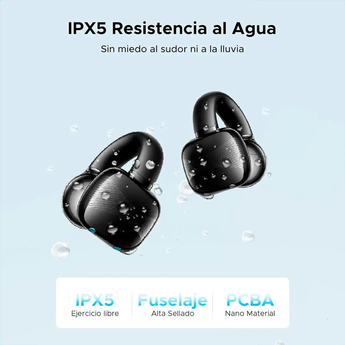 Audífonos Inalámbricos Open-Ear Ugreen HiTune S3 WS209 Bluetooth 5.4 Clip-On Batería 30H Negro S2216
