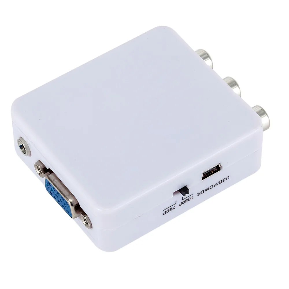 Convertidor Adaptador Av RCA a VGA AV2VGA 1080p BLANCO salida 3.5mm S1498