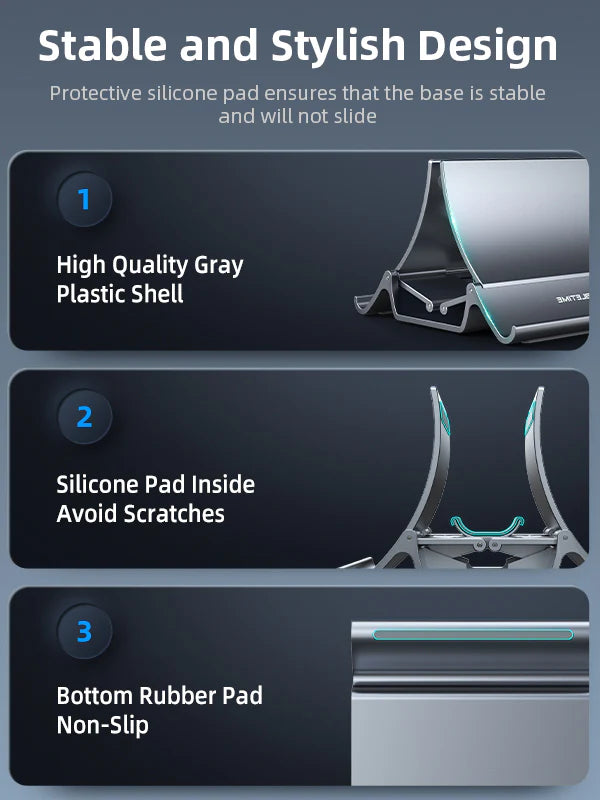 Soporte Vertical Ajustable para Laptop con Sistema de Gravedad y Auto-Cierre CABLETIME S0924