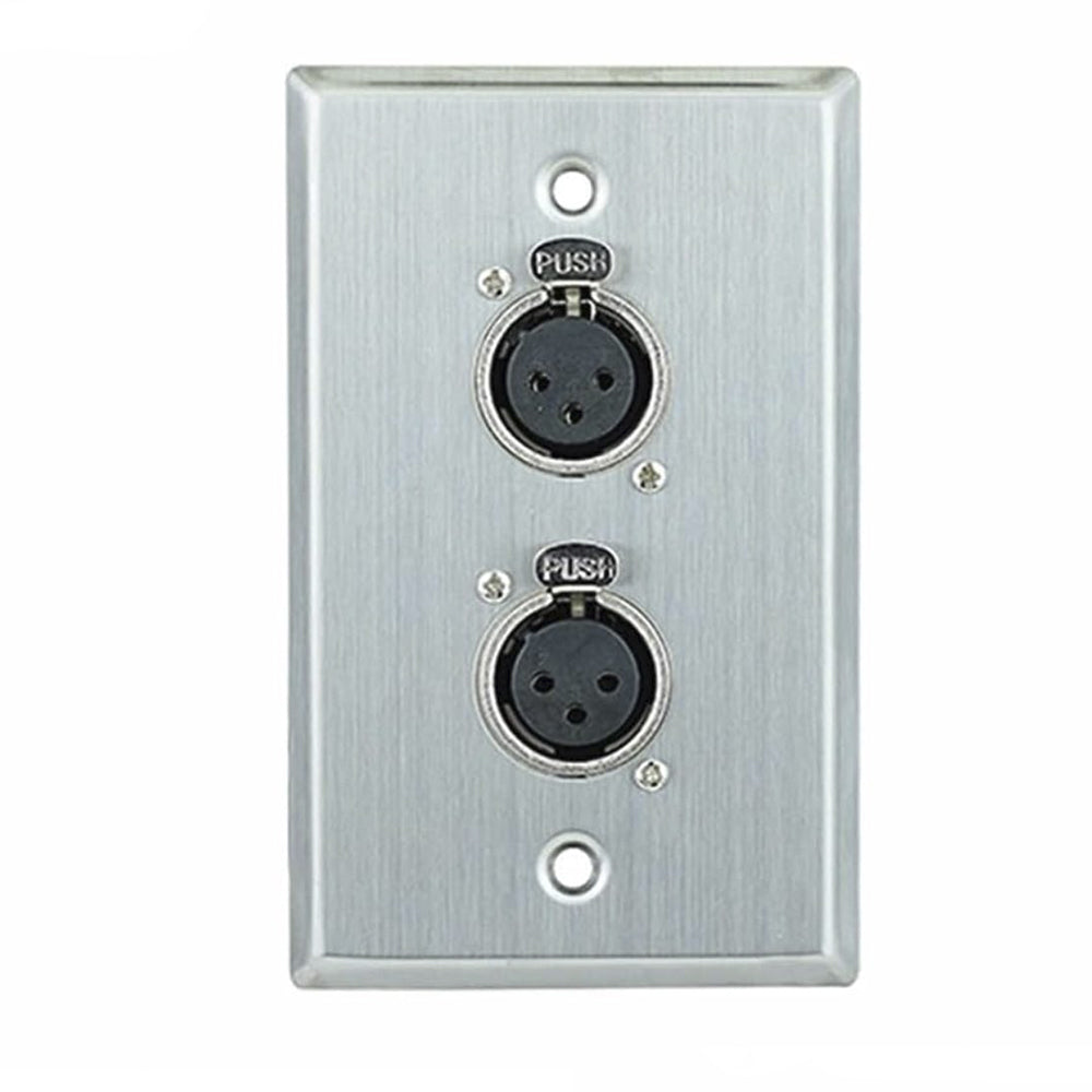 Placa de Pared Doble con 2 Conectores XLR Hembra de 3 Pines NETCOM Faceplate para Audio Profesional s2062
