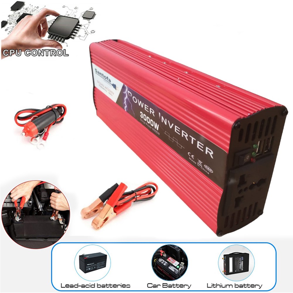 Inversor de Corriente 24V a 220V | 3000W - 6000W Pico | Doble USB SANTOFA S1378