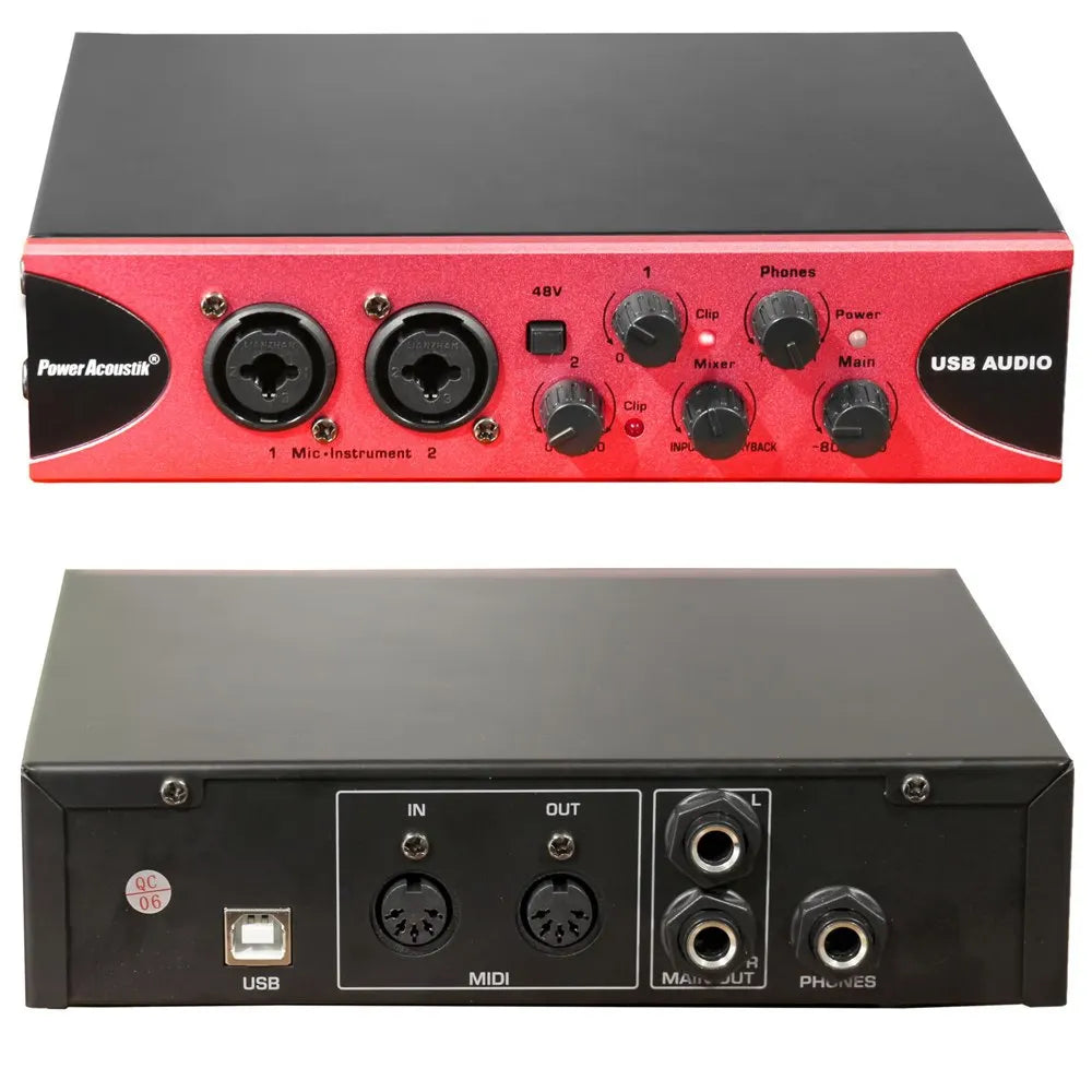Interfaz de Audio Portatil USB DJ Karaoke 48V 2 Entradas Midi Guitarra S1834