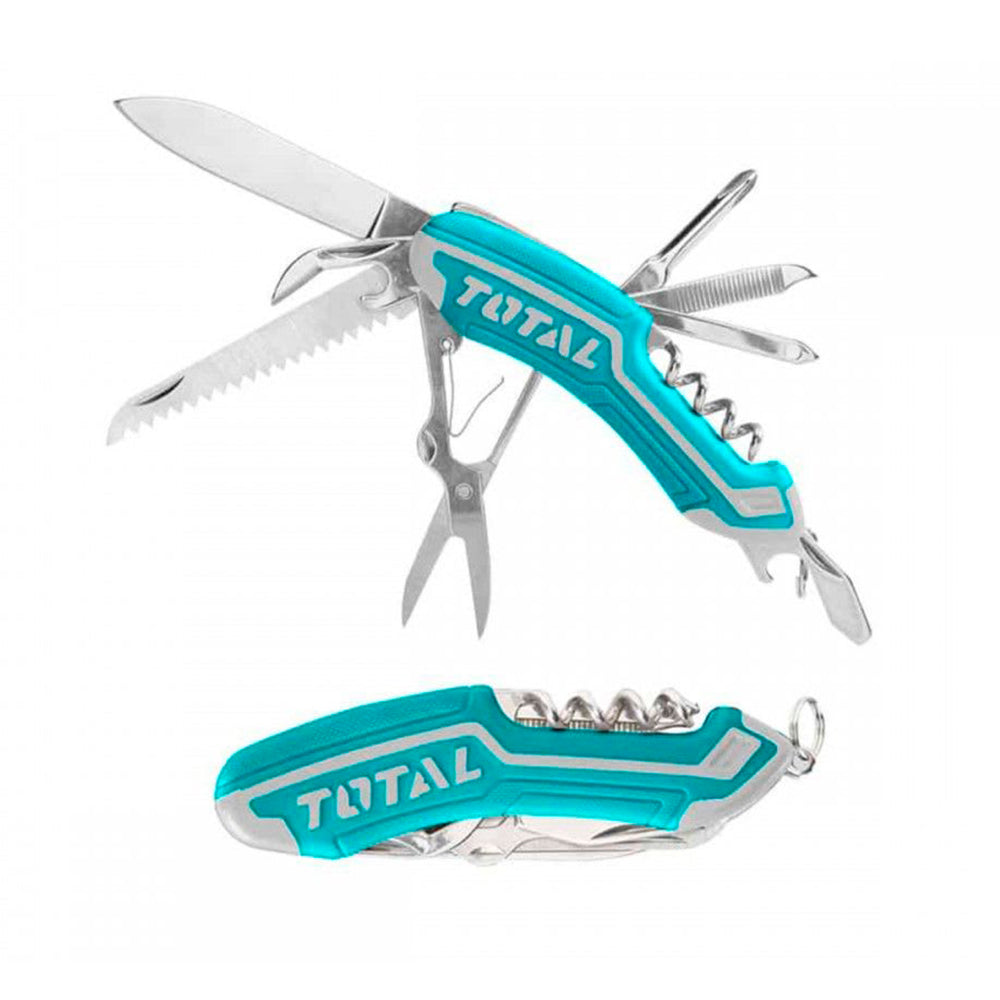Navaja Multifuncional 12 en 1 TOTAL Acero Inoxidable Mango Ergonómico Soft Grip 9.5cm THMFK0126 S2301