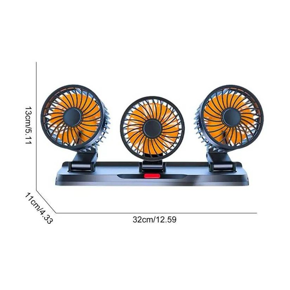 Ventilador para Vehículo de 3 Cabezas | Giratorio 360° 12V S1564