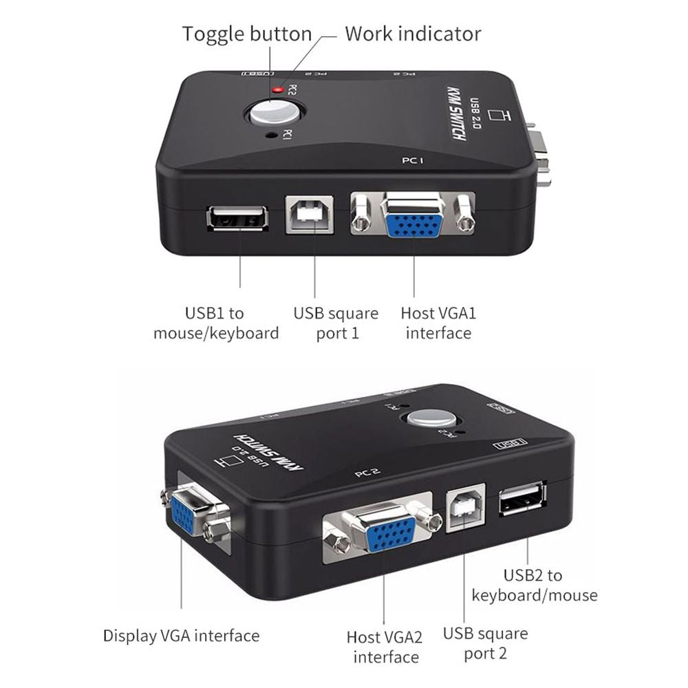 USB 2.0 KVM Switch VGA 2 puertos VGA USB 2.0 impresora 1080P 1920x1440 S1255