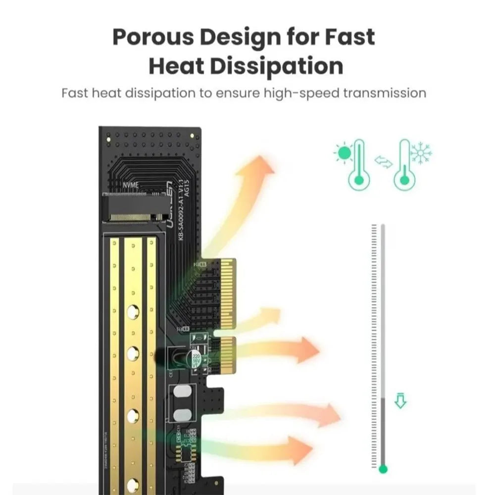 Tarjeta de Expansión UGREEN PCIe 3.0 x 4 Soporta 4TB Disco Solido NVME S1657