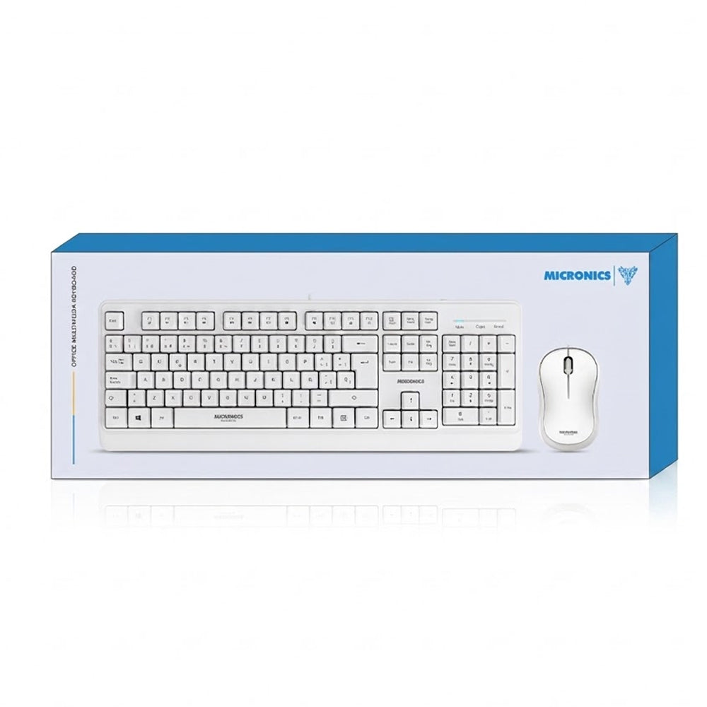 Kit Multimedia Teclado y Mouse USB Micronics Norton Blanco Waterproof UV 1000DPI MIC T100W s2240