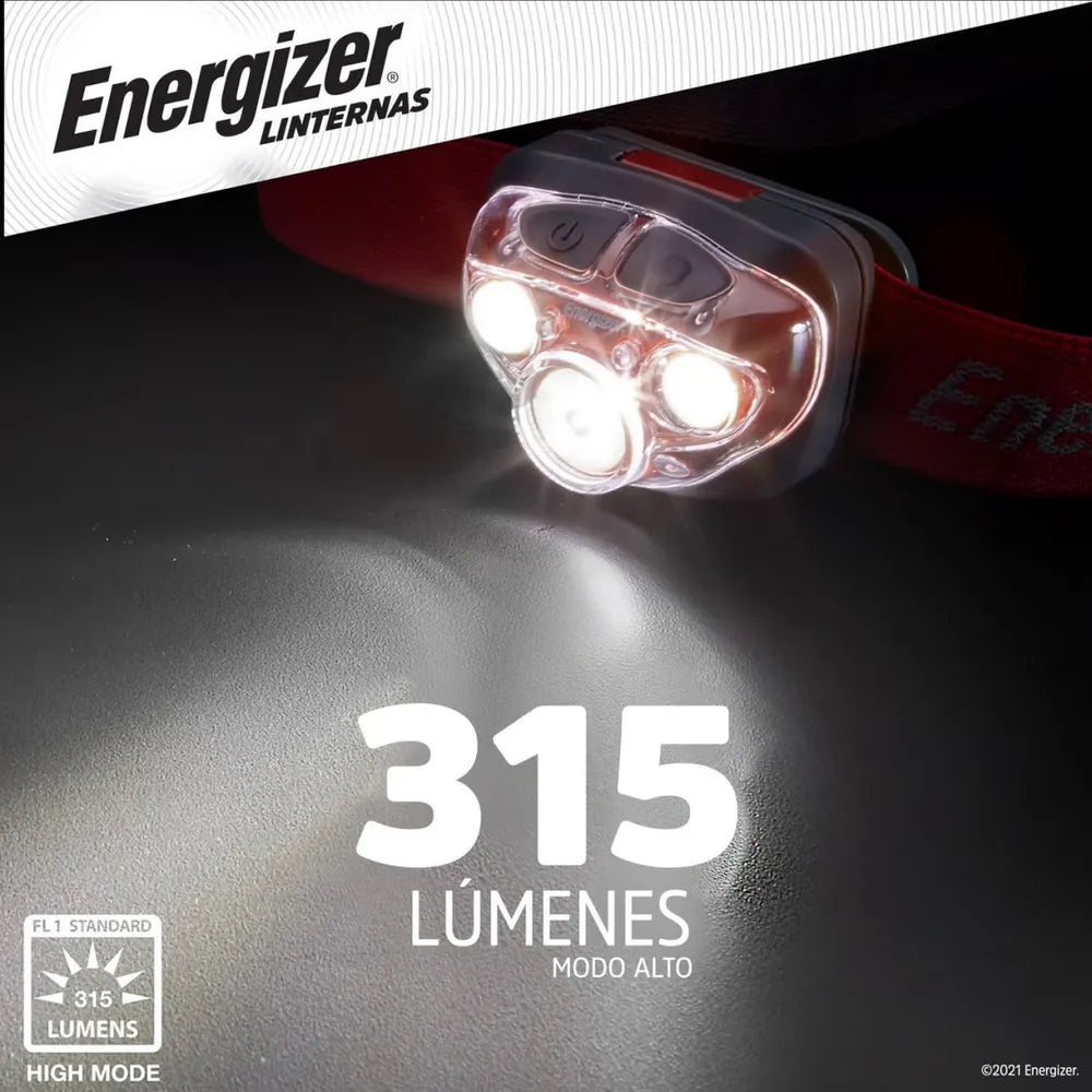 Linterna Frontal ENERGIZER 300 Lumenes 4 Modos Regulable S1848