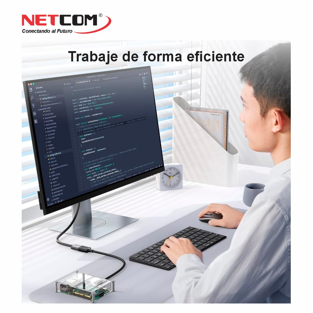 Cable adaptador convertidor Mini HDMI a HDMI Hembra 8K 60Hz NETCOM 4K 120Hz Alta Velocidad 48Gbps S2060