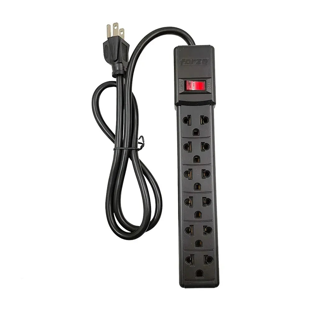 Extensión de 6 Salidas FORZA cable 90cm Regleta Supresor de Picos 2200W S1787
