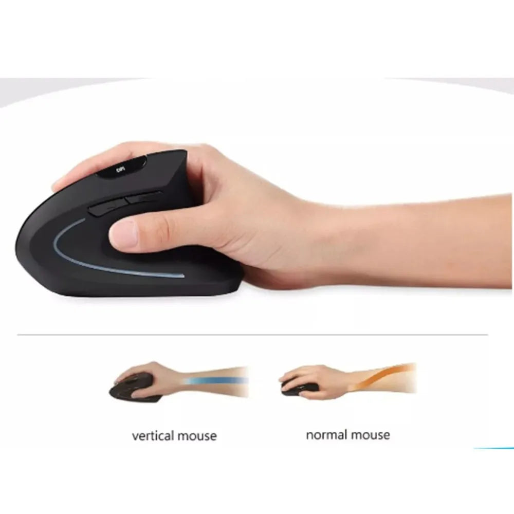 Mouse Vertical Inalámbrico Ergonómico USB Evita Túnel Carpiano Negro S1484