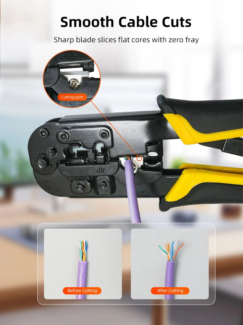 Alicate Crimpador Ponchadora 3 en 1 CABLETIME RJ45 Cat5 Cat6 RJ11 8P 6P 4P Acero al Carbono CNT1C s2273