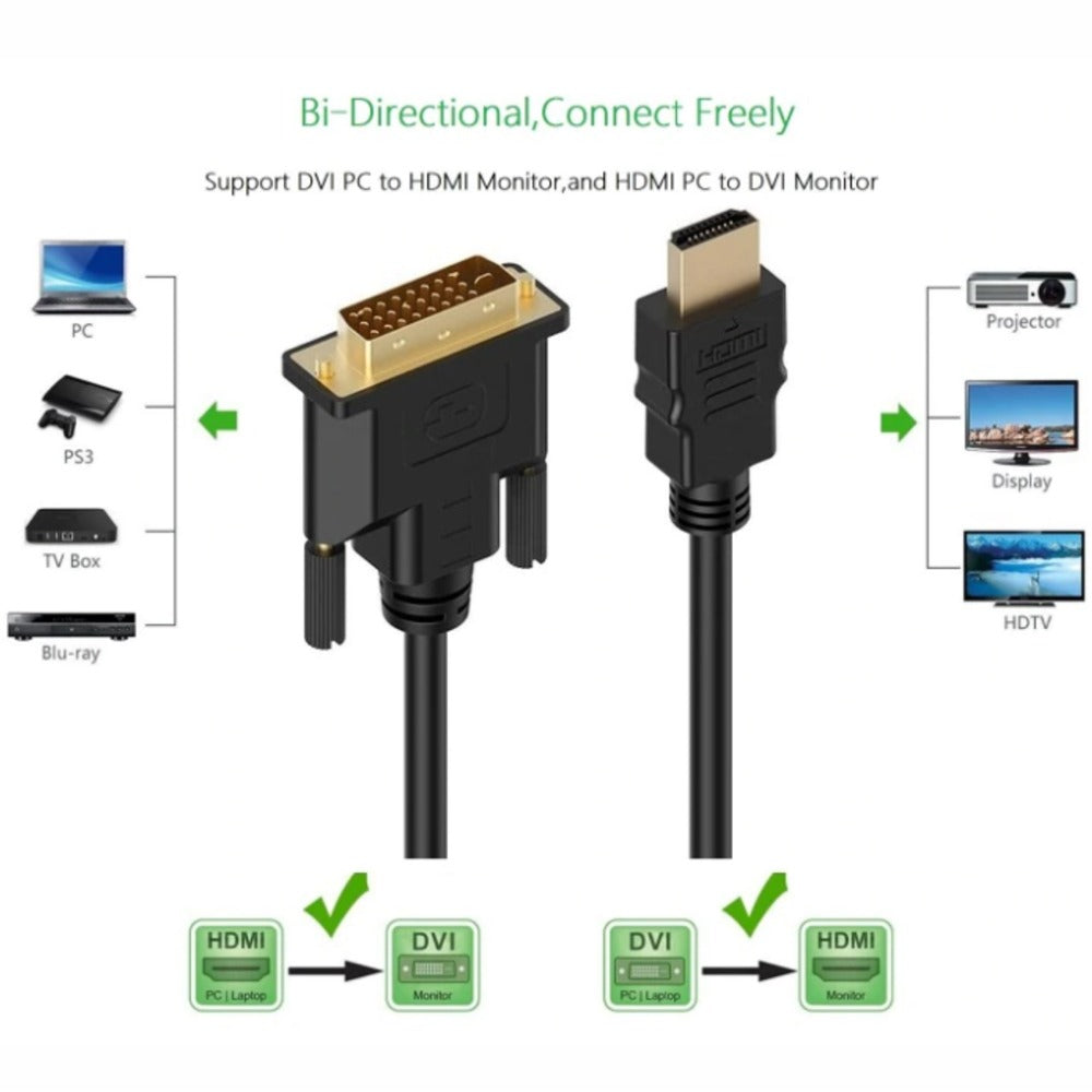 Cable Dvi 24+1 a Hdmi PVC 5 Metros TRAUTECH 24+1 Pines BIDIRECCIONAL S1195